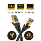 Gold Step 20 METRE CAT 7 Ethernet Kablosu 10 Gigabit/s 600 Mhz Premium Metal Zırhlı RJ45 Konnektör