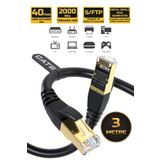 Gold Step 3 METRE CAT 8 Ethernet Kablosu 40 Gigabit/S 2000 Mhz Premium Metal Zırhlı RJ45 Konnektör