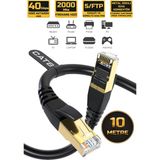 Gold Step Cat 8 Ethernet Kablosu 40 Gigabit/S 2000 Mhz Premium Metal Zırhlı Rj45 Konnektör - 10 m