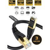 Gold Step Cat 8 Ethernet Kablosu 40 Gigabit/S 2000 Mhz Premium Metal Zırhlı Rj45 Konnektör - 3 m