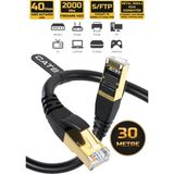Gold Step Cat 8 Ethernet Kablosu 40 Gigabit/S 2000 Mhz Premium Metal Zırhlı Rj45 Konnektör - 30 m