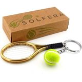 Gold Tone Sarı Tenis Raketi Ve Topu Pvc Anahtarlık KC348