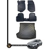 Gold Toyota Corolla 3D Havuzlu Paspas Sedan 2013-2018 + Bagaj Havuzu Araca Özel Dolcex Kauçuk Set - Siyah