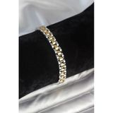 Gold Ve Gümüş Renk 7 Mm Kalınlık Erkek Bileklik // Xd-Eb3764-St