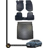 Gold Volkswagen Passat B8 3D Havuzlu Oto Paspas ve Bagaj Havuzu Dizayn Seti - Siyah