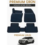 Gold Volvo XC40 2018+ Uyumlu 3D Havuzlu Oto Paspas Premium - Siyah