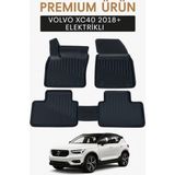 Gold Volvo XC40 (Elektrikli) 2018+ Uyumlu 3D Havuzlu Oto Paspas Premium - Siyah