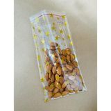 Gold Yıldız Baskılı Bantlı Kurabiye Poşeti/ 12 X25 cm / Bantlı Jelatin Parlak Poşet /şeker Poşeti