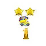 Gold Yıldız Happy Bırthday Yazılı Folyo Araba rakam Balon Seti Yaş 1