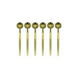 Gold Yuvarlak Çay Kaşık Seti 6 Adet, Kutulu, 18/10 Paslanmaz Çelik 6 Kişilik Çay Kaşığı Seti 13 Cm