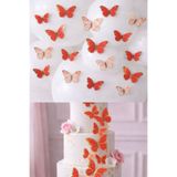 GOLDCENTER 63 Adet 4-5 Cm Kırmızı Altın Yaldızlı Kelebek Pasta Balon ve Duvar Sticker Doğum Günü Süs