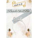 GOLDCENTER Bride To Be Metal Taç ve Kuşak Seti & Bekarlığa Veda Partisi & Beyaz Gümüş Kuşak Gümüş Taç