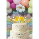 GOLDCENTER Papatya Tema Happy Birthday Mum Seti 4lü Papatya Doğum Günü Pasta Mum Seti
