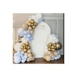 GOLDCENTER Parti Setim^^ Gold Krom* Beyaz* Deniz Kumu* Macaron Mavi 100'lü Balon Seti