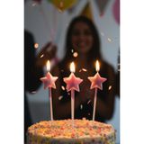 GOLDCENTER Pembe 4 Lü Yıldız Pasta Mumu Doğum Günü Pasta Mumu Yaş Doğum Günü Mumu
