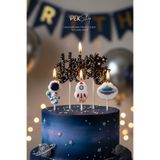 GOLDCENTER Uzay Tema Happy Birthday Mum Seti 4lü Pasta Mumu