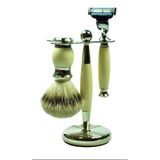 Golddachs Tıraş Seti Vintage Görünümlü, Beyaz 3 Parçalı, Mach3 Tıraş Makinesi