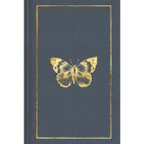 Golden Butterfly Journal: Lined Notebook 6×9 • Slate Blue Cover • 120 Cream Pages • Soft Matte • Vintage Dark Academia Design