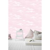 Golden DUVAR KAĞIDI-BORDÜR Bulut Desen Soft Pembe/Mavi Çocuk Odası 5.2m² Nonwoven Duvar Kağıdı