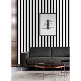 Golden DUVAR KAĞIDI - BORDÜR Çizgili Desen Soft Renkler Nonwoven 5,2m² Silinebilir Duvar Kağıdı - 53 x 1000 cm - Siyah - Beyaz