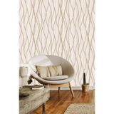 Golden DUVAR KAĞIDI-BORDÜR Dalgalı Desen Gümüş/Altın Renkli Silinebilir Dekoratif 5.2m² Duvar Kağıdı