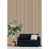 Golden DUVAR KAĞIDI - BORDÜR Silinebilir /temizlenebilir Ahşap Çıta Görünümlü 5.2m² Nonwoven Dekoratif Duvar Kağıdı - 53 x 1000 cm - Bej - Siyah
