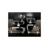 golden glass 5 Parça Gümüş Döküm Ayaklı Sunumluk Set | Pasta – Kurabiye – Tatlı – Servis Tabağı