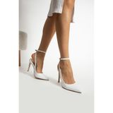 golden heel 10.5 cm beyaz bilekten bağlamalı stletto topuklu ayakkabı 2191