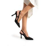 golden heel 8.5 cm siyah arkası açık topuklu stiletto ayakkabı