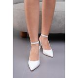 Golden Heel Beyaz 8,5 cm Ince Topuklu Stiletto Ayakkabı