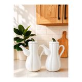 Golden Kitchen 2’li Porselen Bal Kabak Model Yağdanlık Seti Ayçiçek Yağı Zeytin Yağı Şişesi beyaz