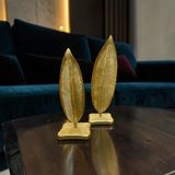 Golden Leaf Dekoratif Obje Seti – Modern Yaprak Tasarımlı Lüks Masa Aksesuarı (İkili)