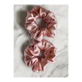 Golden Needle 2’li Pudra Pembesi Kadın Saten Scrunchie Lastik Toka