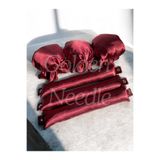 Golden Needle 3'lü Boneli Çıtçıtlı Bigudi Sosisi Isısız Saç Şekillendirici Bordo Bigudi Bone Şeffaf Saklama Poşeti