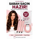 Golden Needle 4'lü Kadife Saç Bigudisi Saç Sosisi - Isısız Hacim ve Bukle Veren Siyah Klipsli Set