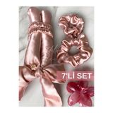 Golden Needle Saten Isısız Saç Şekillendirici Saç Sosisi Pudra Pembesi- Fiyonklu Gold Paket 7’li