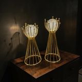 Golden Orb Dekoratif Obje Seti – Cam Küre Detaylı Modern Lüks Salon Aksesuarı (İkili)