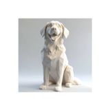 Golden Retriever Golden Köpek Heykel Biblo Dekoratif Obje 12 Cm 3D Baskı Pla Plastik Beyaz