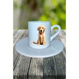 Golden Retriever Köpek Baskılı Türk Kahvesi Fincanı Tabaklı Kişiye Özel Model 11