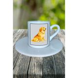 Golden Retriever Köpek Baskılı Türk Kahvesi Fincanı Tabaklı Kişiye Özel Model 1