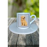 Golden Retriever Köpek Baskılı Türk Kahvesi Fincanı Tabaklı Kişiye Özel Model 2