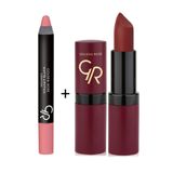 Golden Rose 2 Li Ruj Seti Mat Kalem Ruj - Matte Lipstick Crayon No: 22, Velvet Matte Lipstick No 22 Ruj