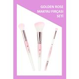 Golden Rose 3'lü Pembe Makyaj Fırçası Seti