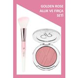 Golden Rose Devobis Angled Blush Brush - Açılı Allık Fırçası ve Powder Blush No:13 Allık Seti