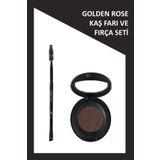 Golden Rose Eyebrow Brush - Kaş Fırçası ve Eyebrow Powder No: 106 Deep Brown - Kaş Farı Seti