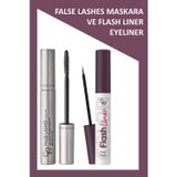Golden Rose False Lashes Siyah Maskara ve Flash Liner Mürdüm Eyeliner Makyaj Seti