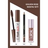 Golden Rose Flash Lash Renkli Maskara No:08 & Lipliner NO:223 & Sweet Kiss Meyveli Dudak Parlatıcı No:05 Makyaj Seti