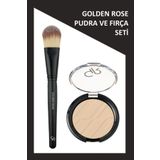 Golden Rose Foundation Brush - Fondöten Fırçası ve Silky Touch Compact Powder No: 04 Almond - Sıkıştırılmış Pudr