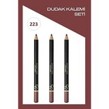 Golden Rose Kahverengi Lipliner No: 223 Dudak Kalemi 3'lü Set Mat & Yoğun Pigment Dudak Şekillendirici