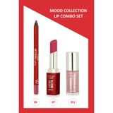 Golden Rose Mood Lip Combo Set - Defining Dudak Kalemi No:09 - Satiny Matte Ruj No:07 - Shimmer Dudak Parlatıcıs